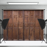 Lofaris Traditional Brown Retro Wooden Door Photo Backdrop